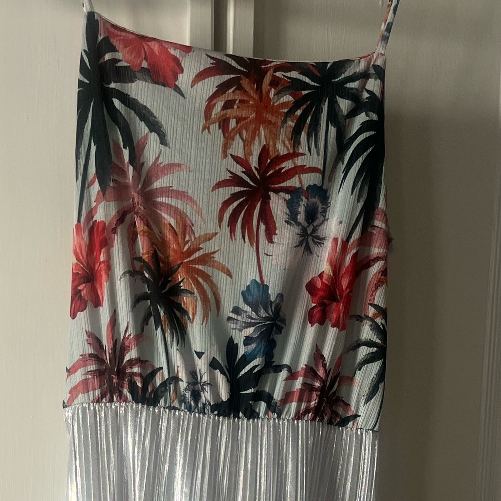 Tropical shimmery Zara midi dress